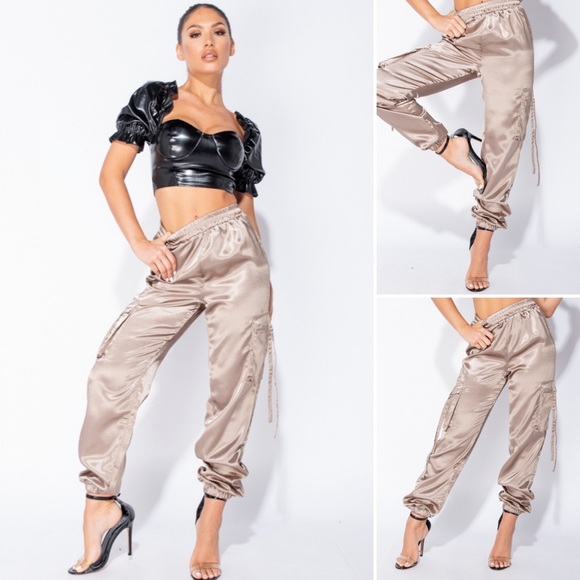 Pants - HP Mocha Satin Pocket Utility Trouser